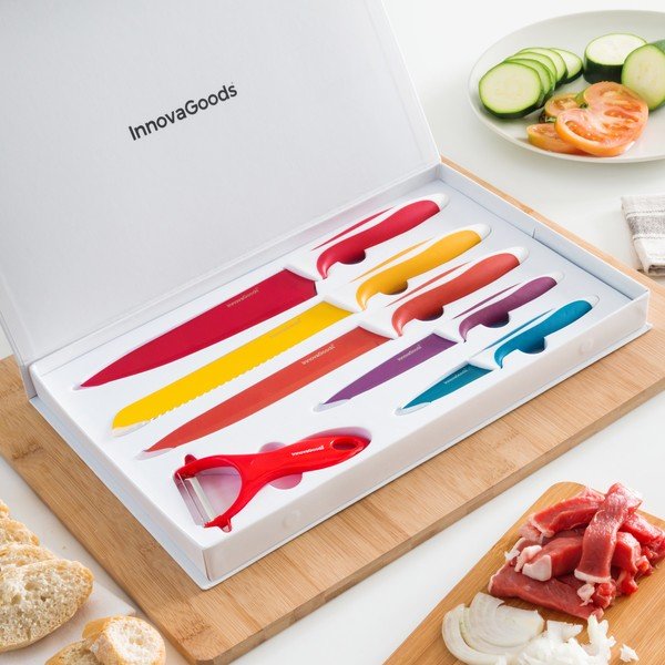 Set od 5 kuhinjskih noževa i gulilica od nehrđajućeg čelika InnovaGoods Ceramic-image-4