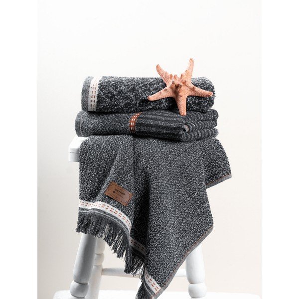 Antracitno sivi ručnici u setu 3 kom 50x90 cm Denim – Foutastic-image-1