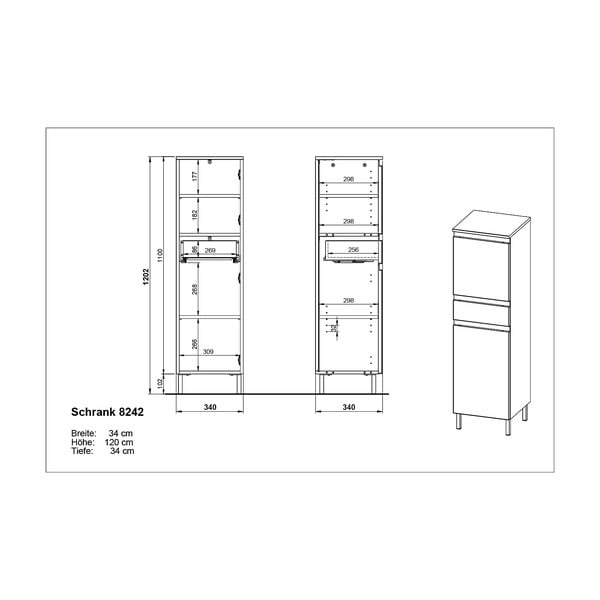Bijeli visoki kupaonski ormarić 34x120 cm Salinas - Germania-image-4