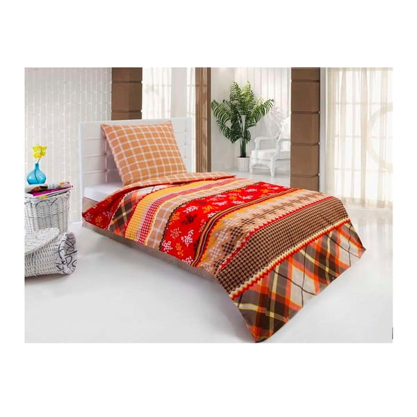 Posteljina sa jastukom Serafima Red, za krevet za jednu osobu, 135x200 cm