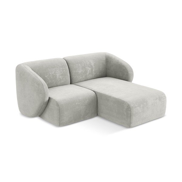 Svijetlo siva kutna garnitura od šenila (s desnim kutom/s ležaljkom) Lani – Makamii-image-2