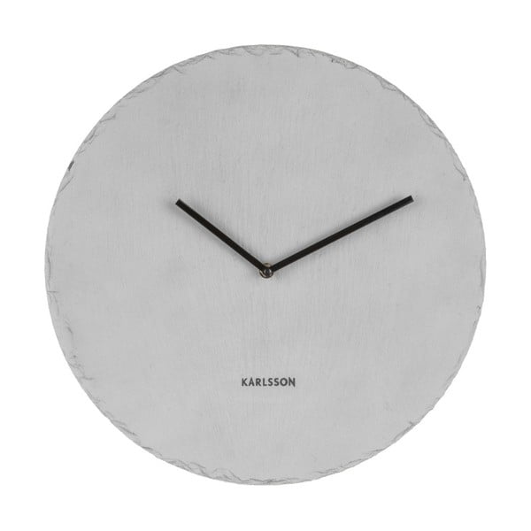 Sivi zidni sat od škriljevca Karlsson Slate, ⌀ 40 cm