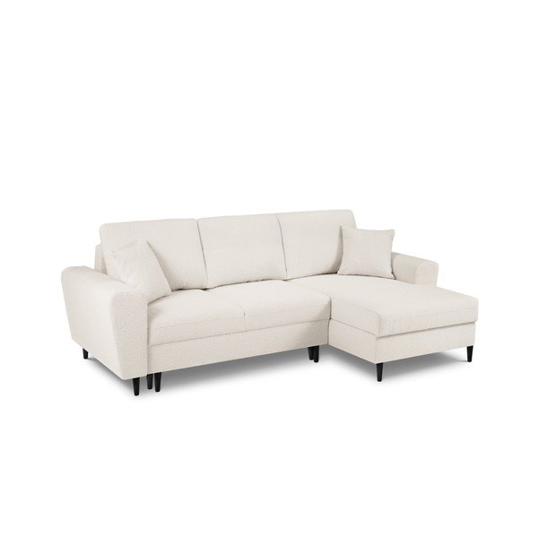 Bež sklopiva/s prostorom za odlaganje kutna garnitura od bouclé tkanine (s desnim kutom/s ležaljkom) Kyoto – Cosmopolitan Design-image-1