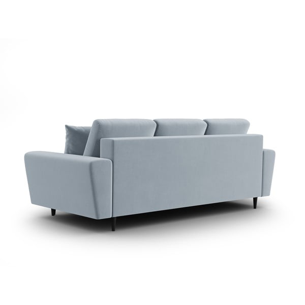 Svijetlo plava baršunasti sklopiva/s prostorom za odlaganje sofa 235 cm Kyoto – Cosmopolitan Design-image-3