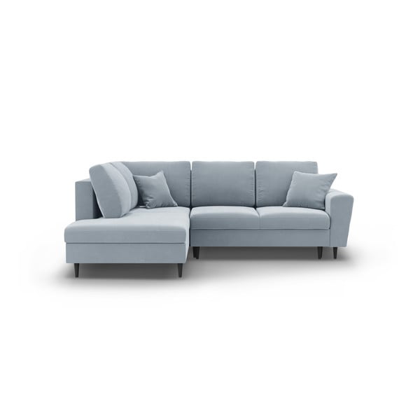 Svijetlo plava baršunasti sklopiva/s prostorom za odlaganje kutna garnitura (s lijevim kutom/u obliku slova L) Kyoto – Cosmopolitan Design