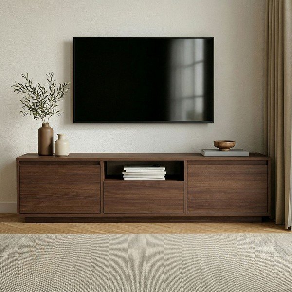 TV komoda u dekoru oraha u tamnoj prirodnoj boji 160x42x30 cm Sentinel – Kalune Design-image-2