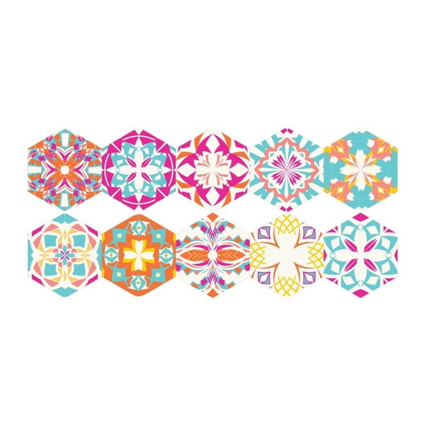 Set od 10 podnih naljepnica Ambiance Hexagons Lusiana, 40 x 90 cm