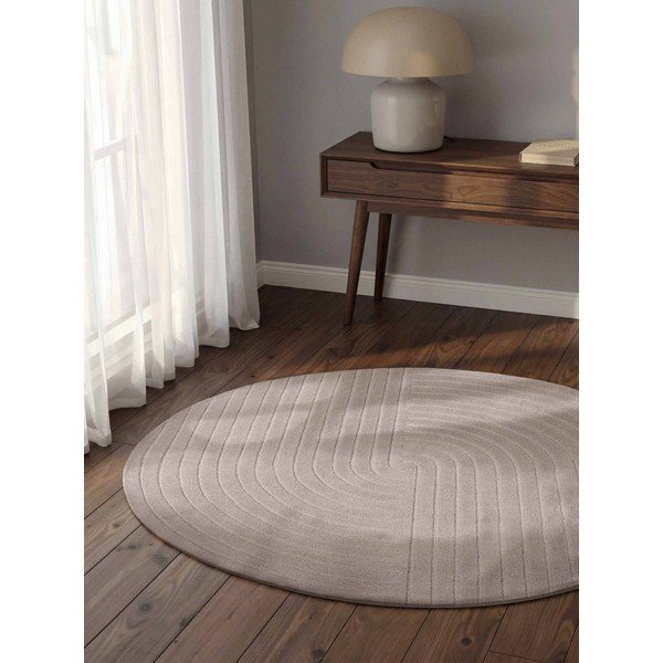 Svijetlo sivi ručno rađen vunen okrugao tepih ø 120 cm Arcura – Vikosa-image-1