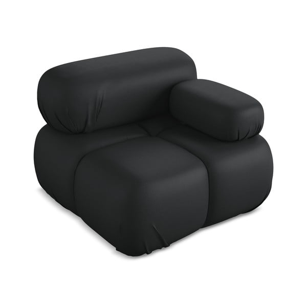 Crna modularna sjedeća garnitura od imitacije kože (s desnim kutom) Lokua – Makamii-image-2