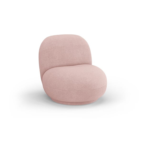 Svijetlo ružičasta fotelja od bouclé tkanine Chuck – Micadoni Home