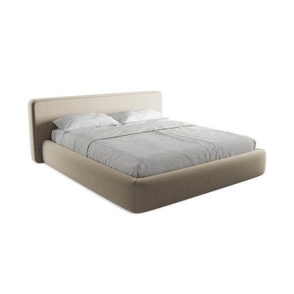 Bež tapecirani bračni krevet s prostorom za odlaganje s podnicom 180x200 cm Kiana – Makamii-image-2