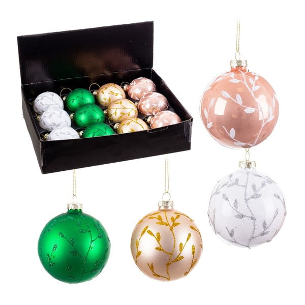 Stakleni ukrasi za božićno drvce u setu 12 kom – Casa Selección-image-1