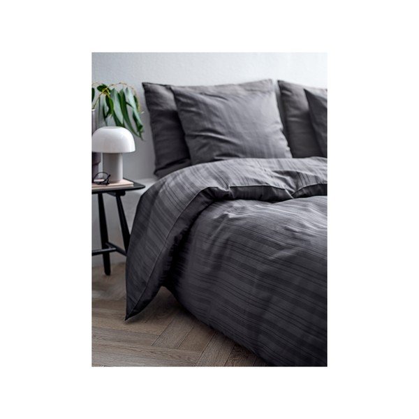 Antracitno siva posteljina za krevet za jednu osobu od damasta 140x200 cm Noble – Södahl-image-1