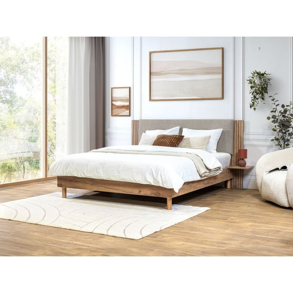 Svijetlo sivi bračni krevet s podnicom 140x190 cm Lior – Bobochic Paris-image-1