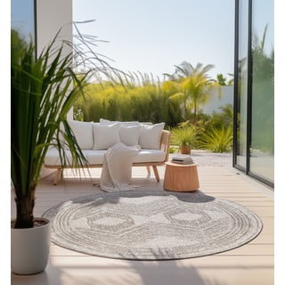 Smeđi/krem okrugao vanjski tepih ø 140 cm Gemini – Elle Decoration