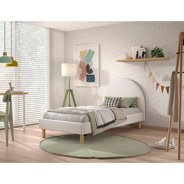 Bijeli tapecirani krevet s podnicom 90x200 cm MOON – Vipack-image-1