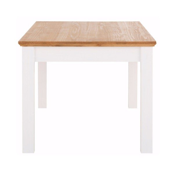 Bijeli stol za blagovanje od punog borovog drveta s ladicom Støraa Suzie-image-3