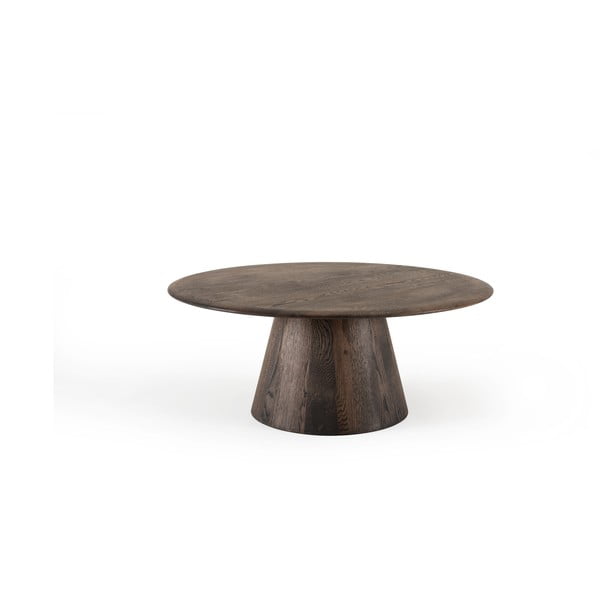 Smeđi okrugao stolić za kavu od punog hrasta ø 80 cm Mushroom – Gazzda-image-3