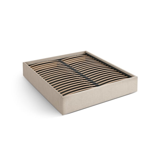 Svjetlo smeđi tapecirani bračni krevet s prostorom za odlaganje/bez uzglavlja s podnicom 140x200 cm Susan – Micadoni 