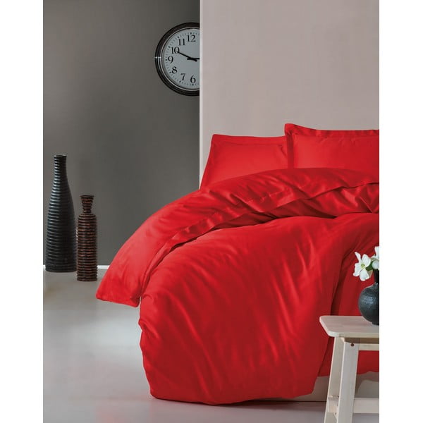 Crvena posteljina od satena Cotton Box Elegant Red, 200 x 220 cm