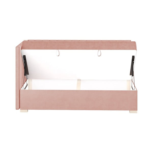 Ružičasti kutni dječji krevet s prostorom za pohranu s madracem 90x200 cm Snugi – Ghado-image-4