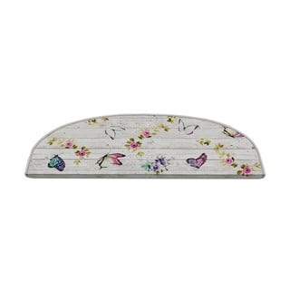 Krem set tepiha za stepenice 16 kom 20x65 cm Butterfly Life – Vitaus