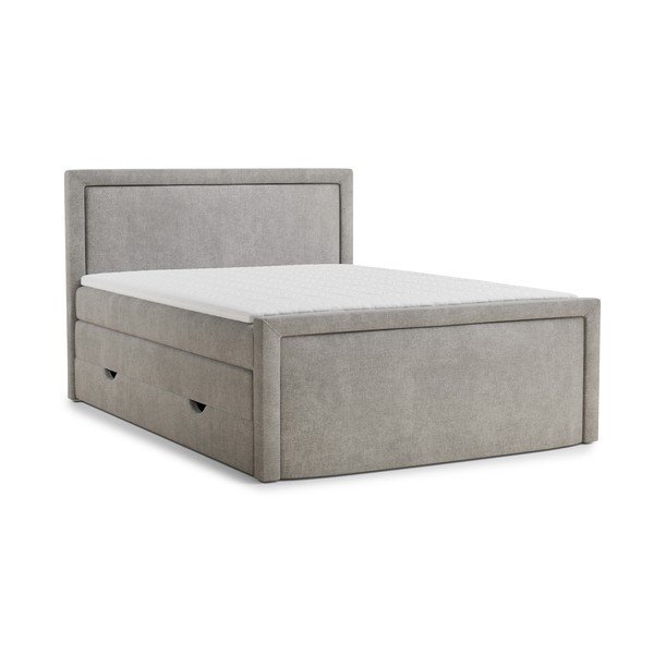 Sivo-bež boxspring krevet s prostorom za odlaganje 200x200 cm Fresco – Maison de Rêve