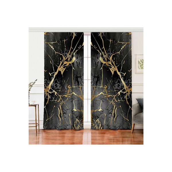 Zavjese u crno-zlatnoj boji u setu od 2 kom 140x260 cm - Mila Home-image-2