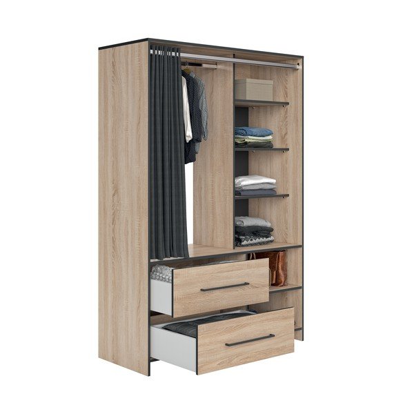 Crni ormar u dekoru hrasta 122x182 cm Jungo - TemaHome -image-2