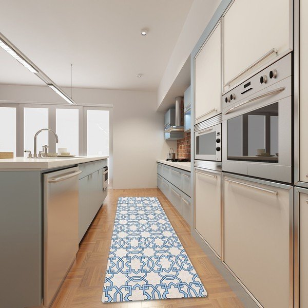 Vrlo izdržljiv kuhinjski tepih Webtappeti Tiles Blue, 80 x 130 cm-image-1