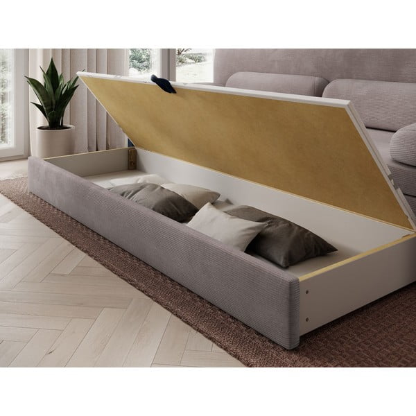 Smeđa sklopiva/s prostorom za odlaganje sofa od samta 236 cm Elioss – ELTAP-image-4