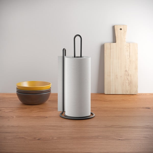 Crni držač kuhinjskih ručnika Metaltex My Roll Lava-image-1