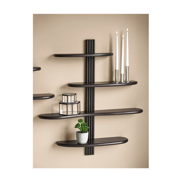 Crna polica s više razina od punog hrasta 80 cm Aliano – House Nordic-image-1