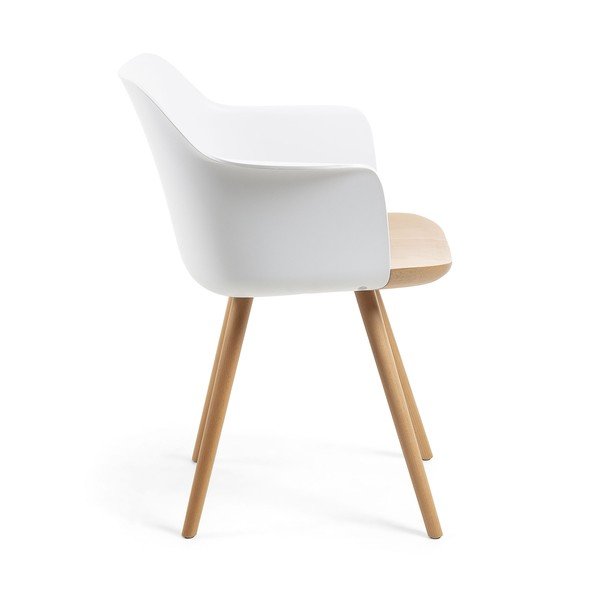 Bijela fotelja s nogama od bukvinog drveta Kave Home Klam-image-2