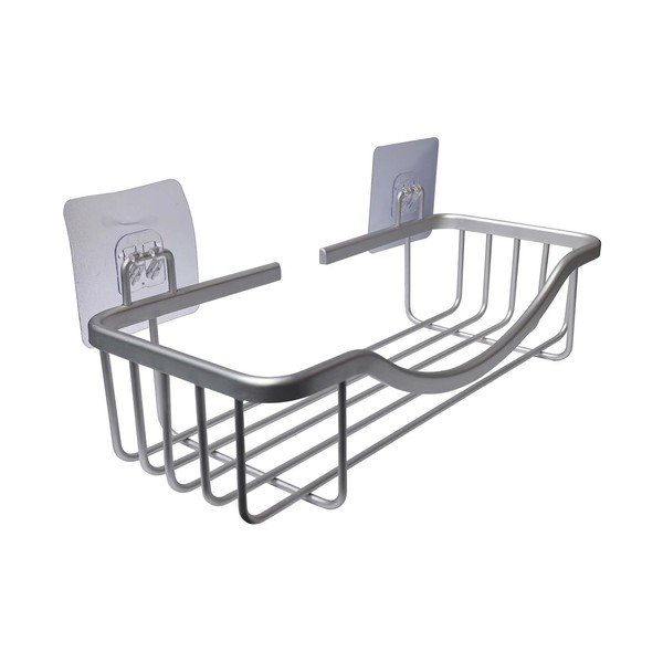 Kupaonska polica aluminijska u sjajno srebrnoj boji s postavljanjem bez bušenja Filaire Aluminium – douceur d'intérieur-image-1