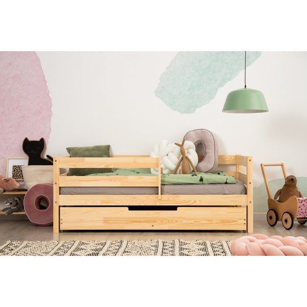 Dječji krevet od masivnog bora s prostorom za pohranu 90x160 cm u prirodnoj boji Mila CPD – Adeko