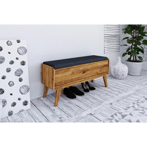 Klupa za odlaganje od hrastovine s plavim sjedalom Retro - The Beds-image-1