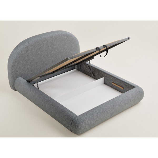 Sivi tapecirani bračni krevet s prostorom za odlaganje s podnicom 140x200 cm Maumere – Maison de Rêve-image-3