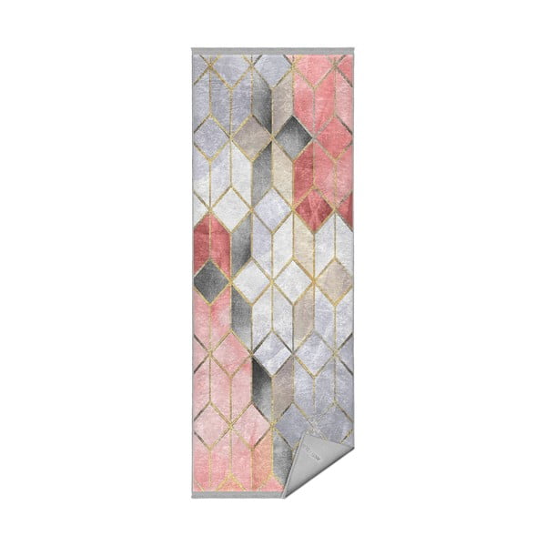 Ružičasto-sivi perivi tepih staza 80x200 cm – Mila Home