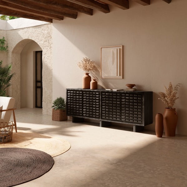 Crna komoda od masivnog manga 200x80x40 cm Inaya – MOME-image-1