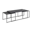 Mat crni stolići za kavu u setu 3 kom s pločom stola u mramornom dekoru 60x120 cm Infinity – Actona