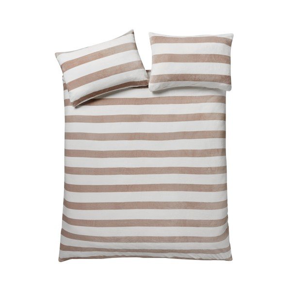 Posteljina za krevet za jednu osobu od sherpa flisa u prirodnoj boji 135x200 cm Cosy Sherpa Stripe – Catherine Lansfield