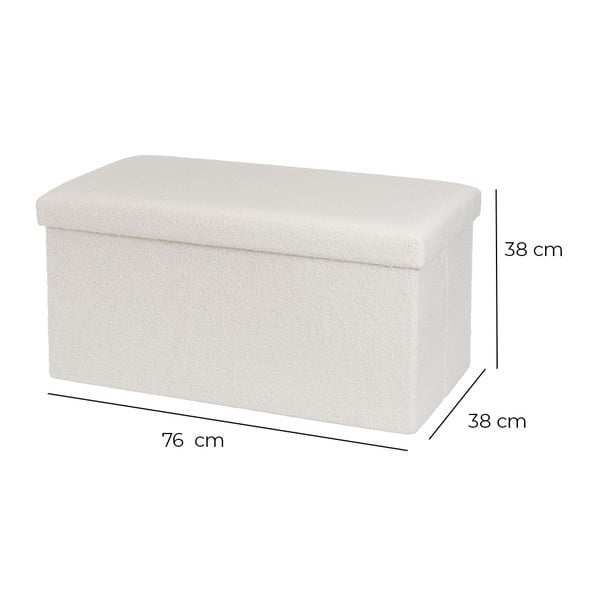 Bijeli tabure od bouclé tkanine Ecru – Casa Selección-image-3