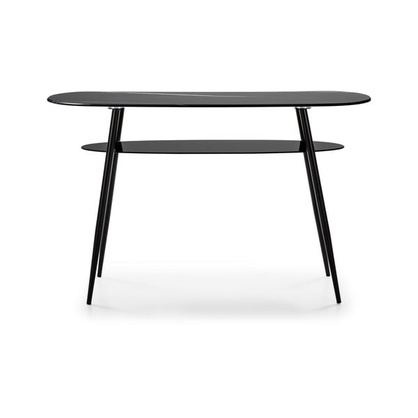 Crni konzolni stol sa staklenom pločom u mramornom dekoru Marckeric Alina-image-2