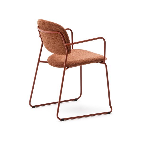 Metalna blagovaonska stolica s naslonima za ruke boja terakote Meli – Kave Home-image-4