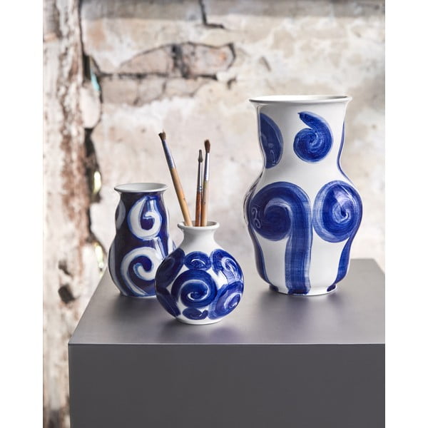 Plava ručno oslikana vaza od kamenine Tulle – Kähler Design-image-2