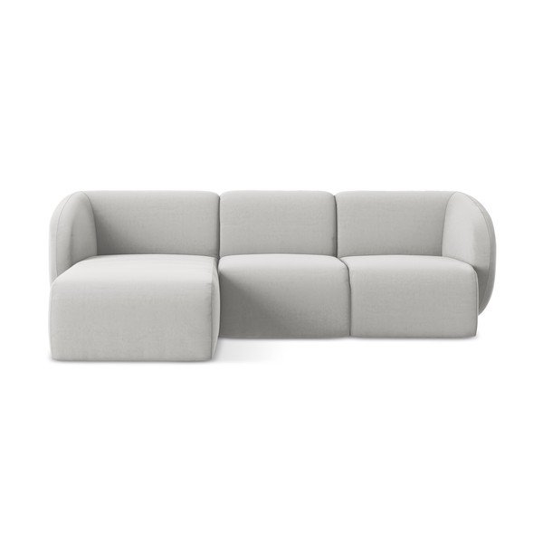 Svijetlo siva baršunasti kutna garnitura (s lijevim kutom/s ležaljkom) Lani – Makamii