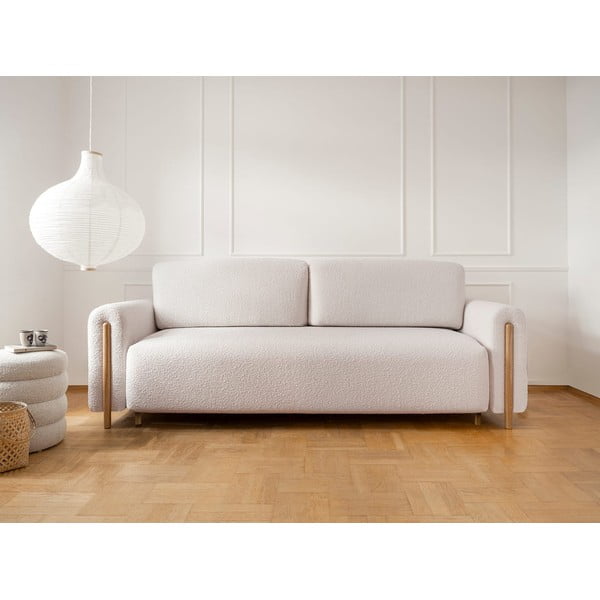 Bež/krem sklopiva/s prostorom za odlaganje sofa od bouclé tkanine 244 cm Arcadova – ELTAP-image-1