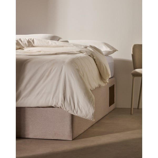 Bež tapecirani bračni krevet s prostorom za odlaganje 160x200 cm Matters – Kave Home-image-2