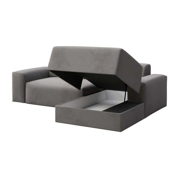 Siva sklopiva/s prostorom za odlaganje kutna garnitura od samta (s desnim kutom/s ležaljkom) Villet – Rodier-image-3